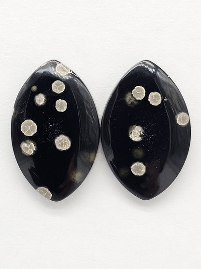 Snowflake Obsidian Cabochon Pair | Natural Mexican Obsidian for Silversmiths