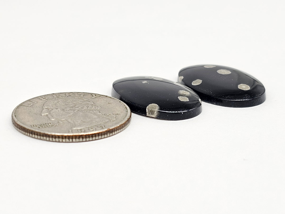 Snowflake Obsidian Cabochon Pair | Natural Mexican Obsidian for Silversmiths