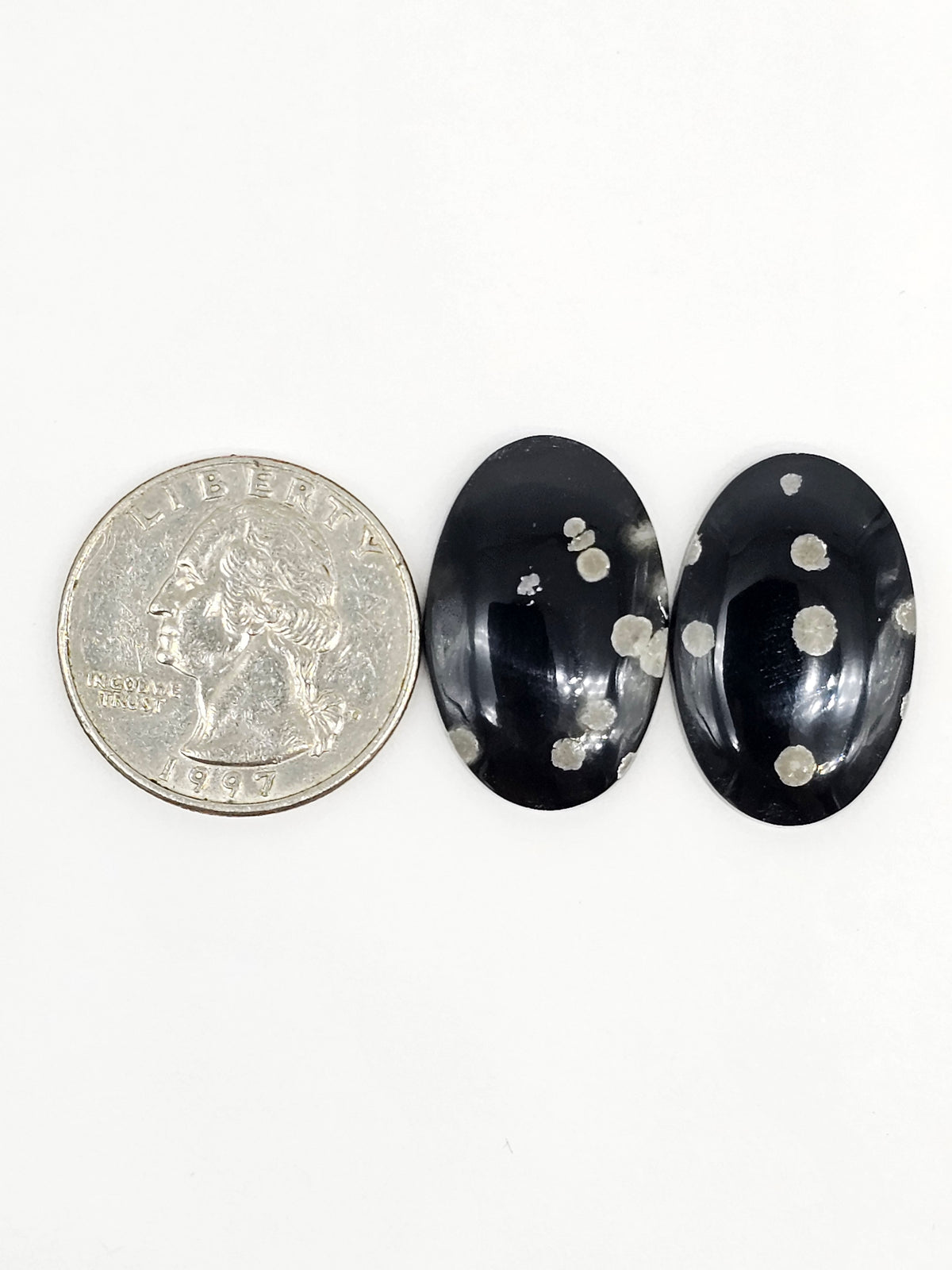 Snowflake Obsidian Cabochon Pair | Natural Mexican Obsidian for Silversmiths