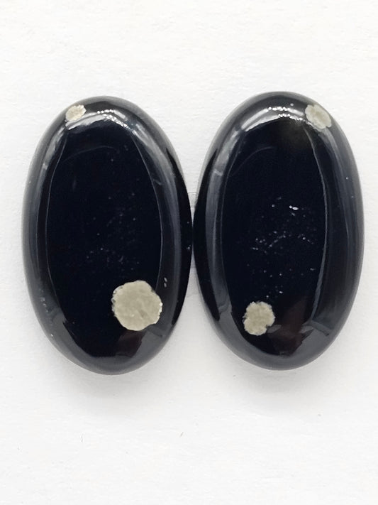 Snowflake Obsidian Cabochon Pair | Natural Mexican Obsidian for Silversmiths