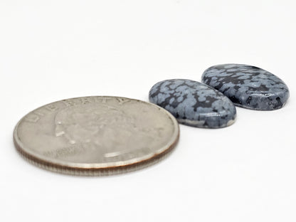 Snowflake Obsidian Cabochon Pair | Natural Mexican Obsidian for Silversmiths
