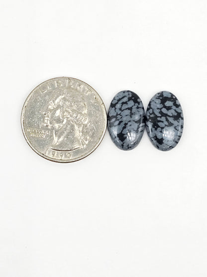 Snowflake Obsidian Cabochon Pair | Natural Mexican Obsidian for Silversmiths