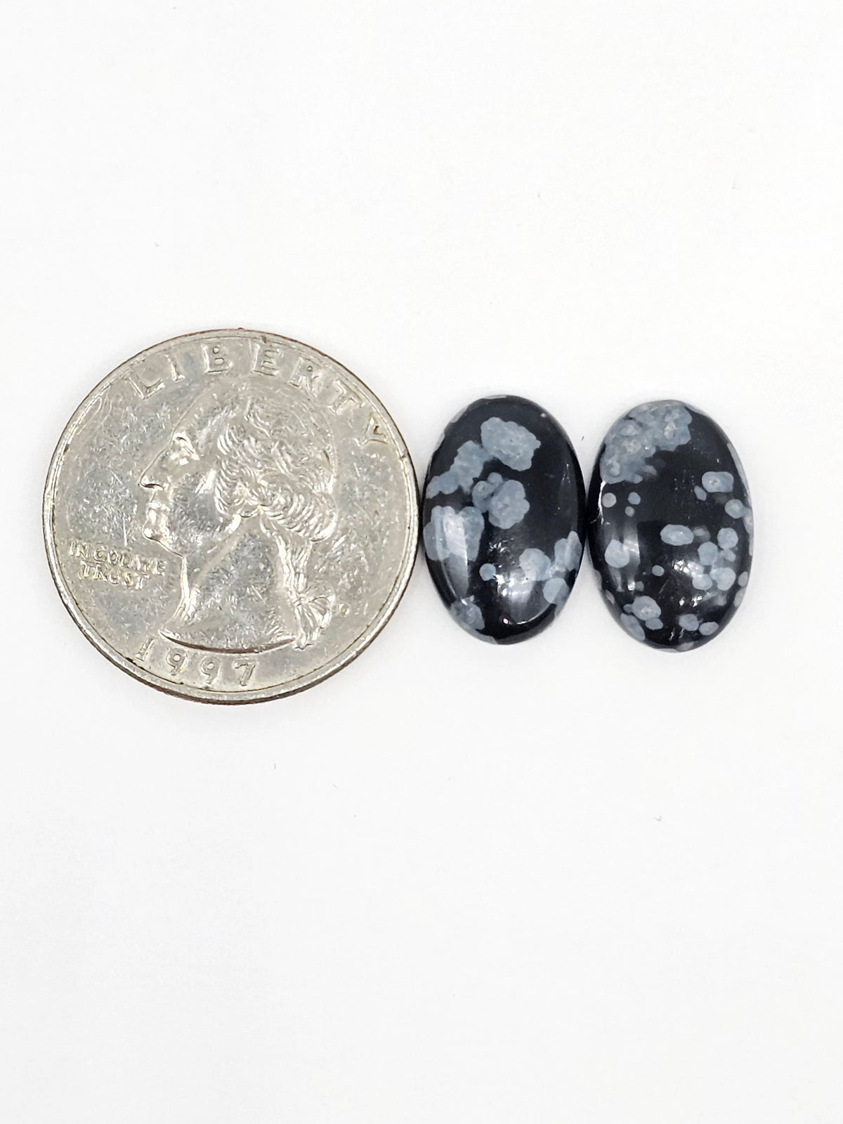 Snowflake Obsidian Cabochon Pair | Natural Mexican Obsidian for Silversmiths