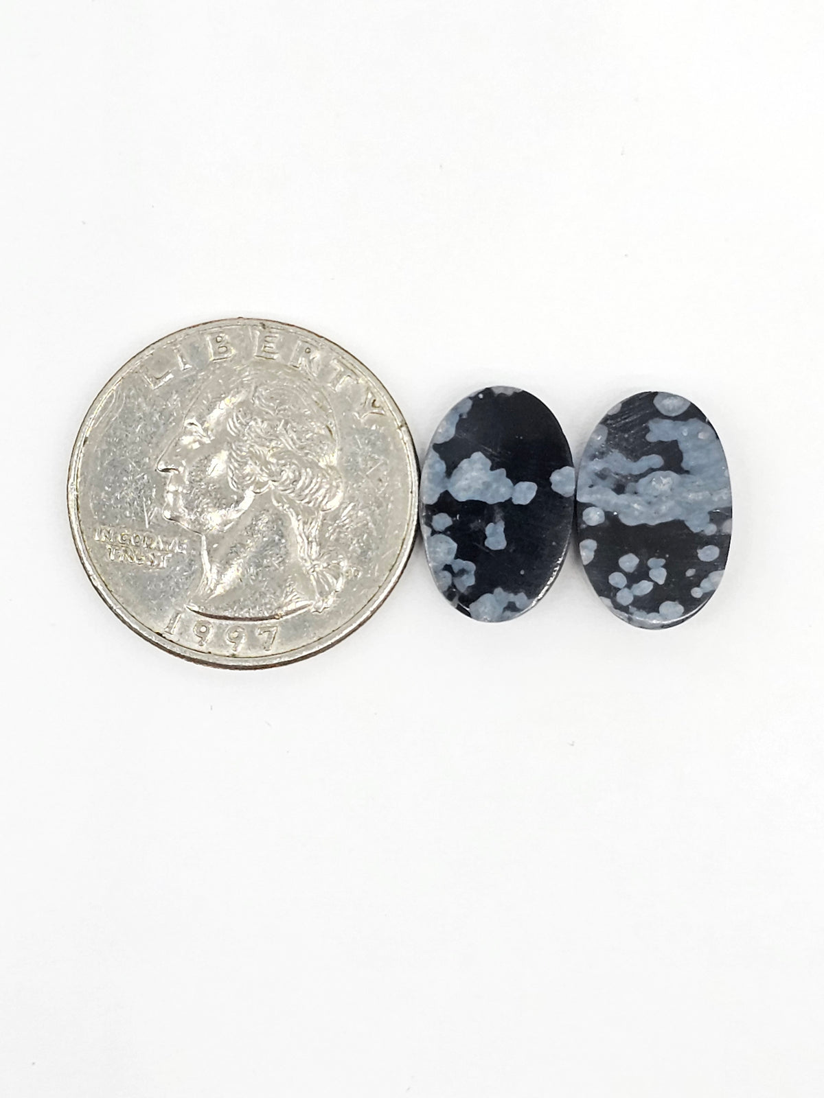 Snowflake Obsidian Cabochon Pair | Natural Mexican Obsidian for Silversmiths