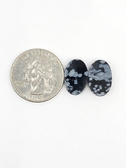 Snowflake Obsidian Cabochon Pair | Natural Mexican Obsidian for Silversmiths