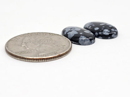 Snowflake Obsidian Cabochon Pair | Natural Mexican Obsidian for Silversmiths