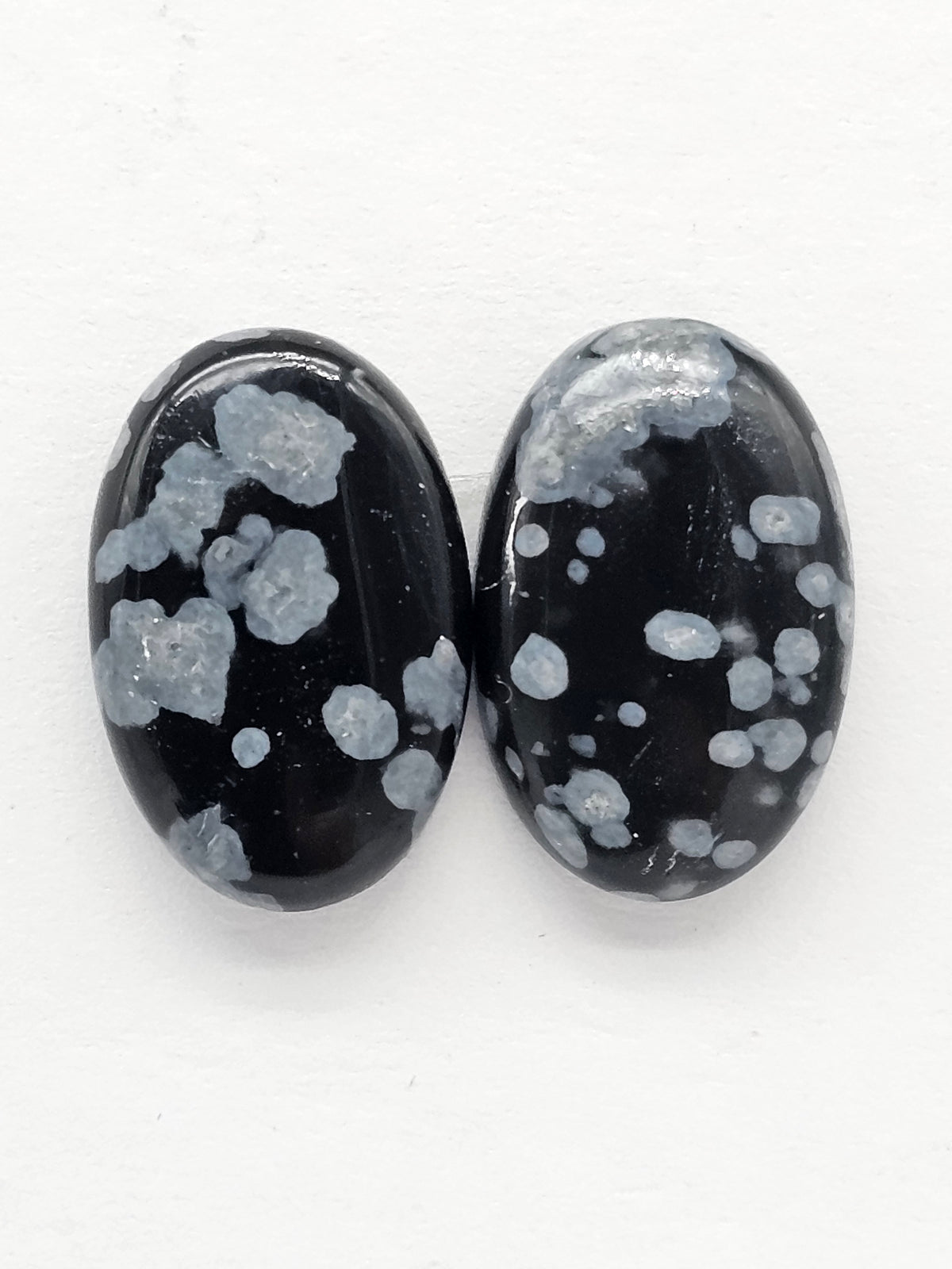 Snowflake Obsidian Cabochon Pair | Natural Mexican Obsidian for Silversmiths