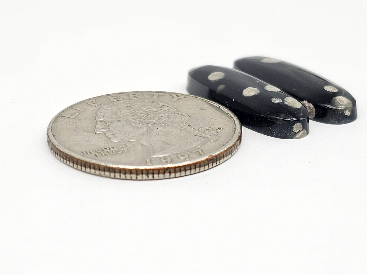 Snowflake Obsidian Cabochon Pair | Natural Mexican Obsidian for Silversmiths