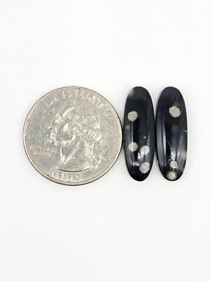 Snowflake Obsidian Cabochon Pair | Natural Mexican Obsidian for Silversmiths
