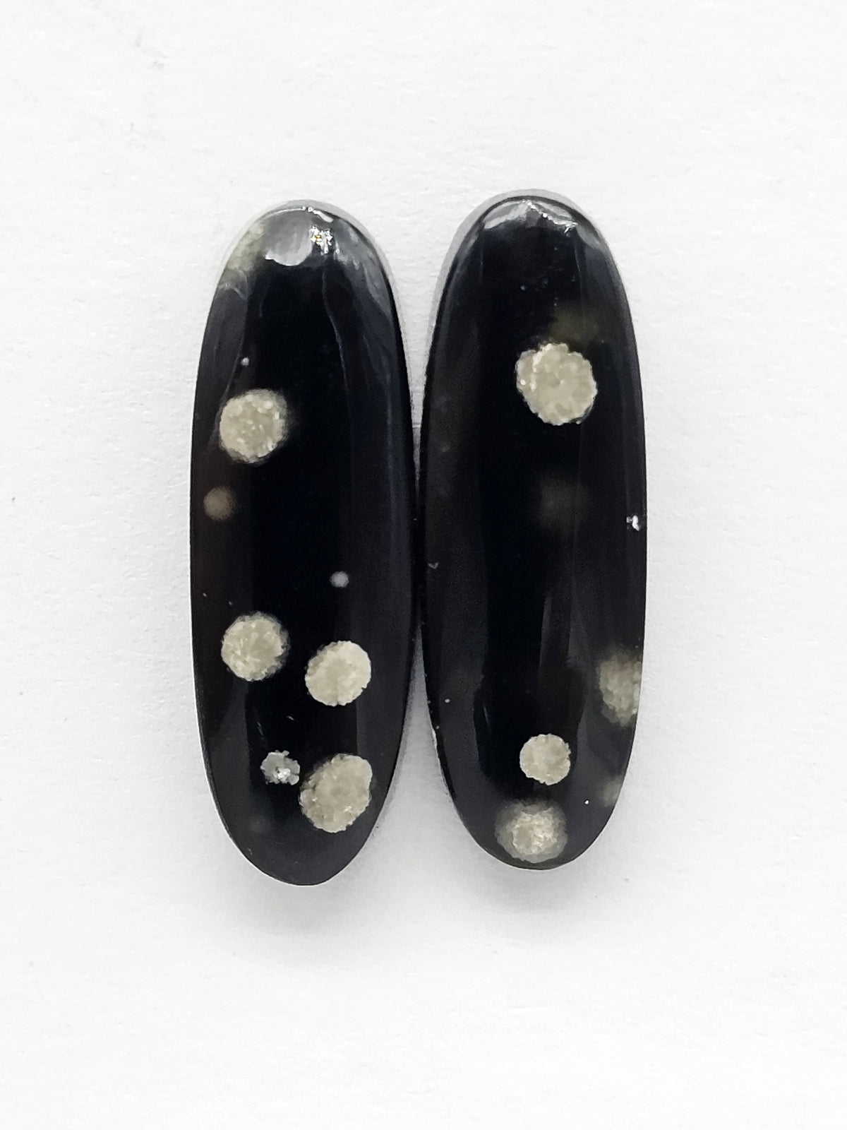 Snowflake Obsidian Cabochon Pair | Natural Mexican Obsidian for Silversmiths