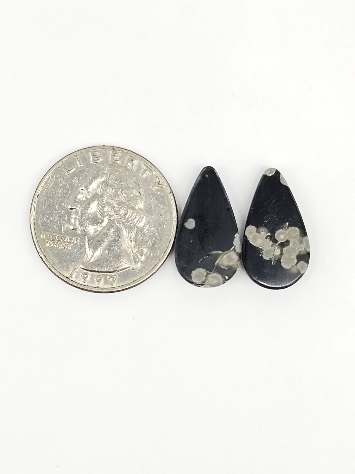 Snowflake Obsidian Cabochon Pair | Natural Mexican Obsidian for Silversmiths