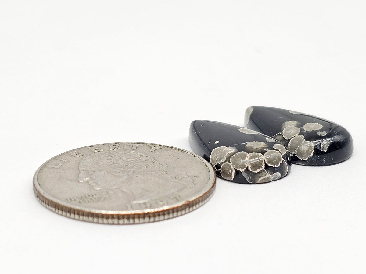 Snowflake Obsidian Cabochon Pair | Natural Mexican Obsidian for Silversmiths