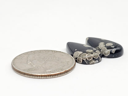 Snowflake Obsidian Cabochon Pair | Natural Mexican Obsidian for Silversmiths