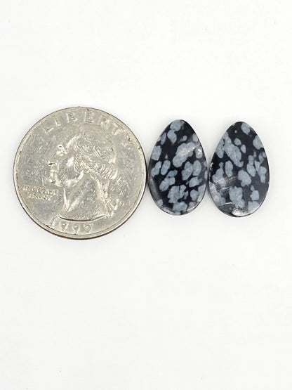 Snowflake Obsidian Cabochon Pair | Natural Mexican Obsidian for Silversmiths