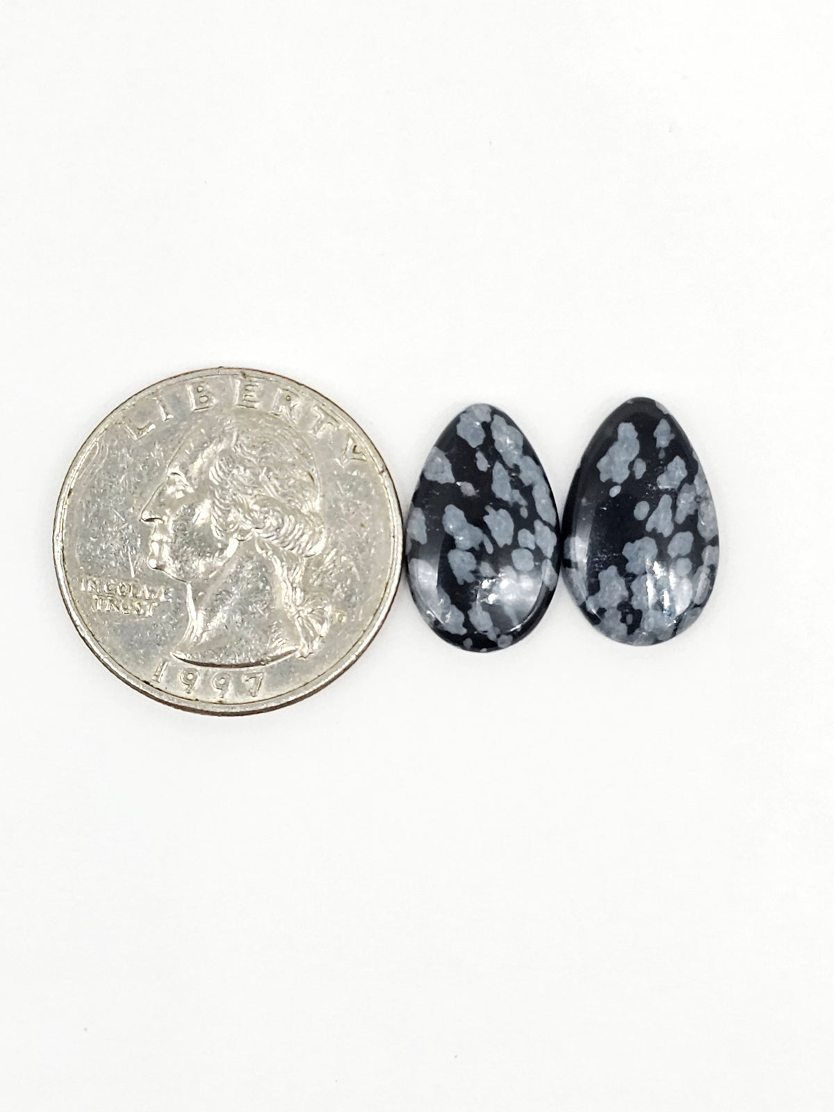 Snowflake Obsidian Cabochon Pair | Natural Mexican Obsidian for Silversmiths
