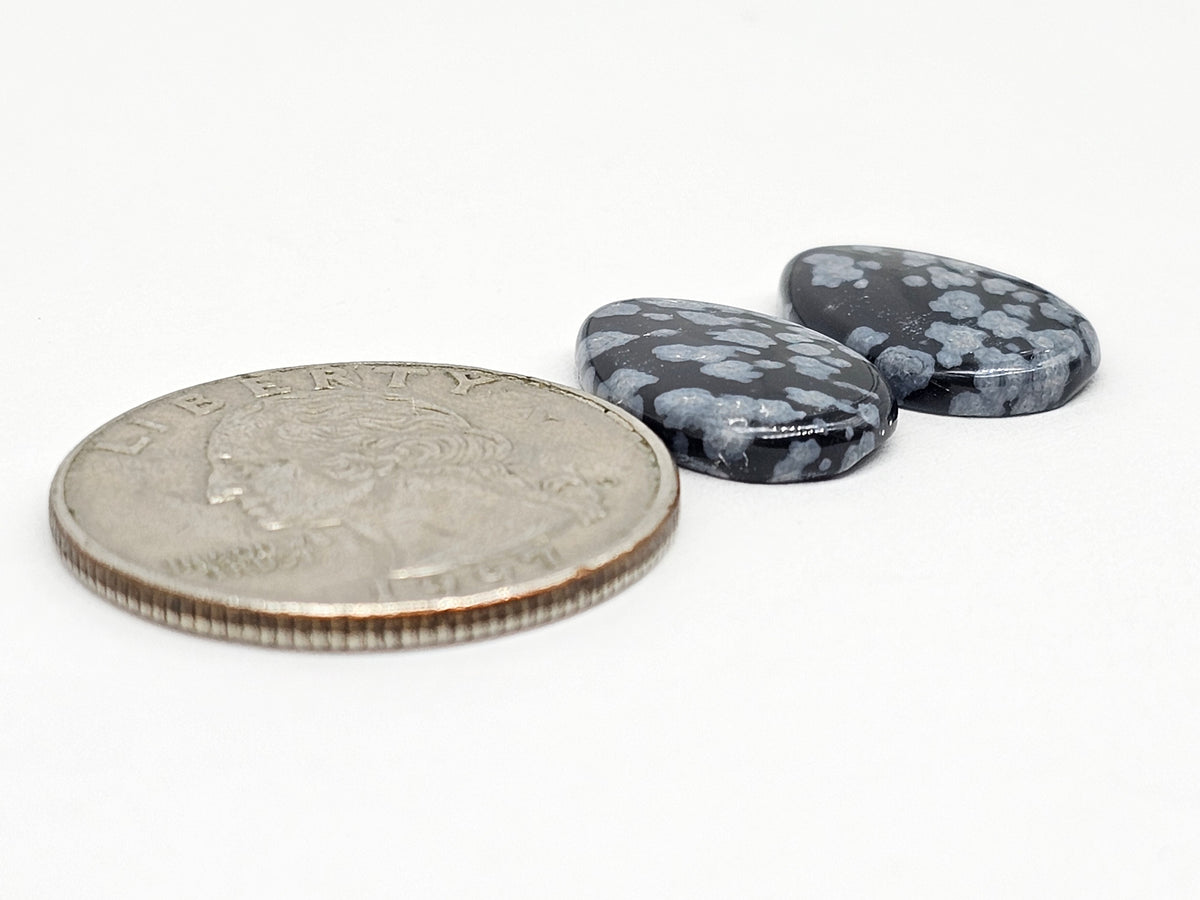 Snowflake Obsidian Cabochon Pair | Natural Mexican Obsidian for Silversmiths