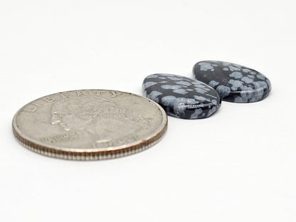 Snowflake Obsidian Cabochon Pair | Natural Mexican Obsidian for Silversmiths