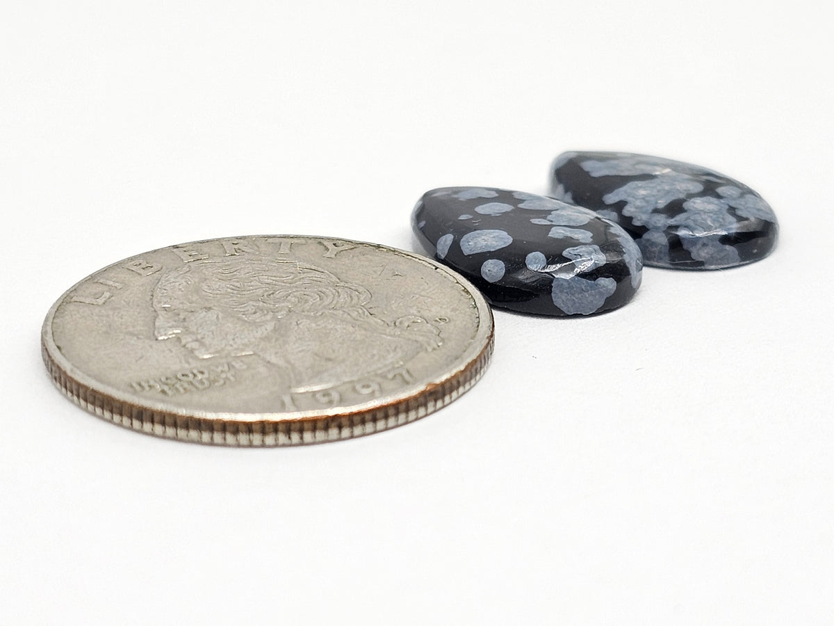 Snowflake Obsidian Cabochon Pair | Natural Mexican Obsidian for Silversmiths