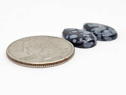 Snowflake Obsidian Cabochon Pair | Natural Mexican Obsidian for Silversmiths