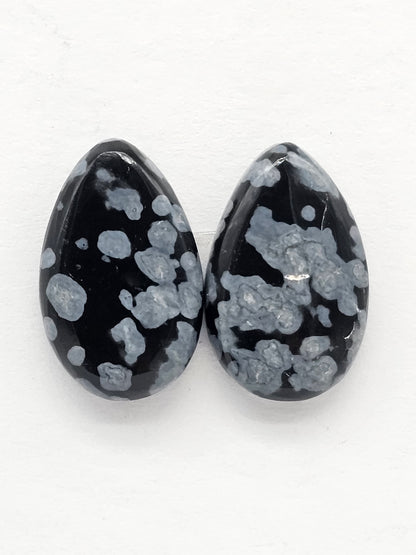 Snowflake Obsidian Cabochon Pair | Natural Mexican Obsidian for Silversmiths
