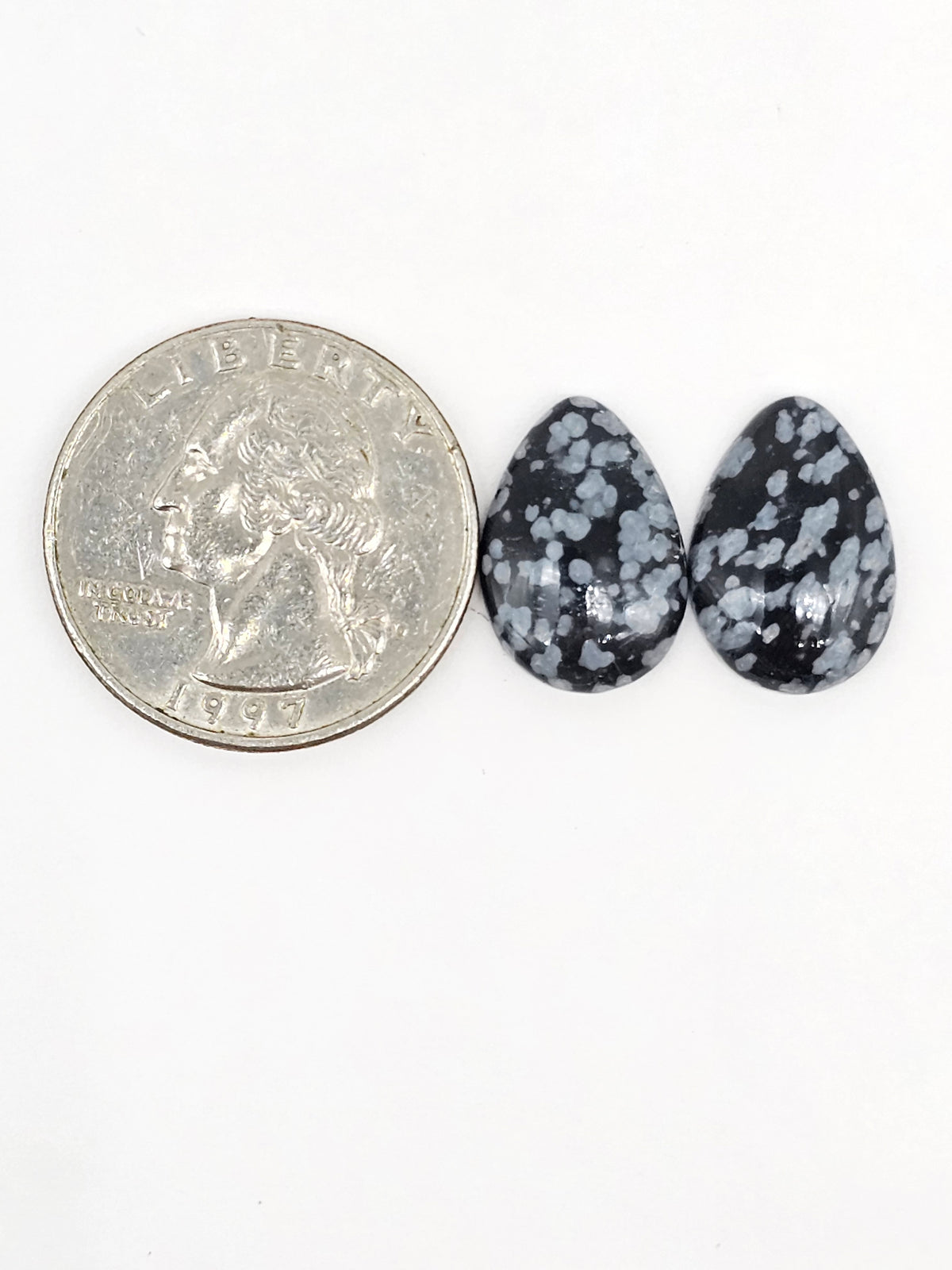 Snowflake Obsidian Cabochon Pair | Natural Mexican Obsidian for Silversmiths