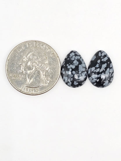 Snowflake Obsidian Cabochon Pair | Natural Mexican Obsidian for Silversmiths