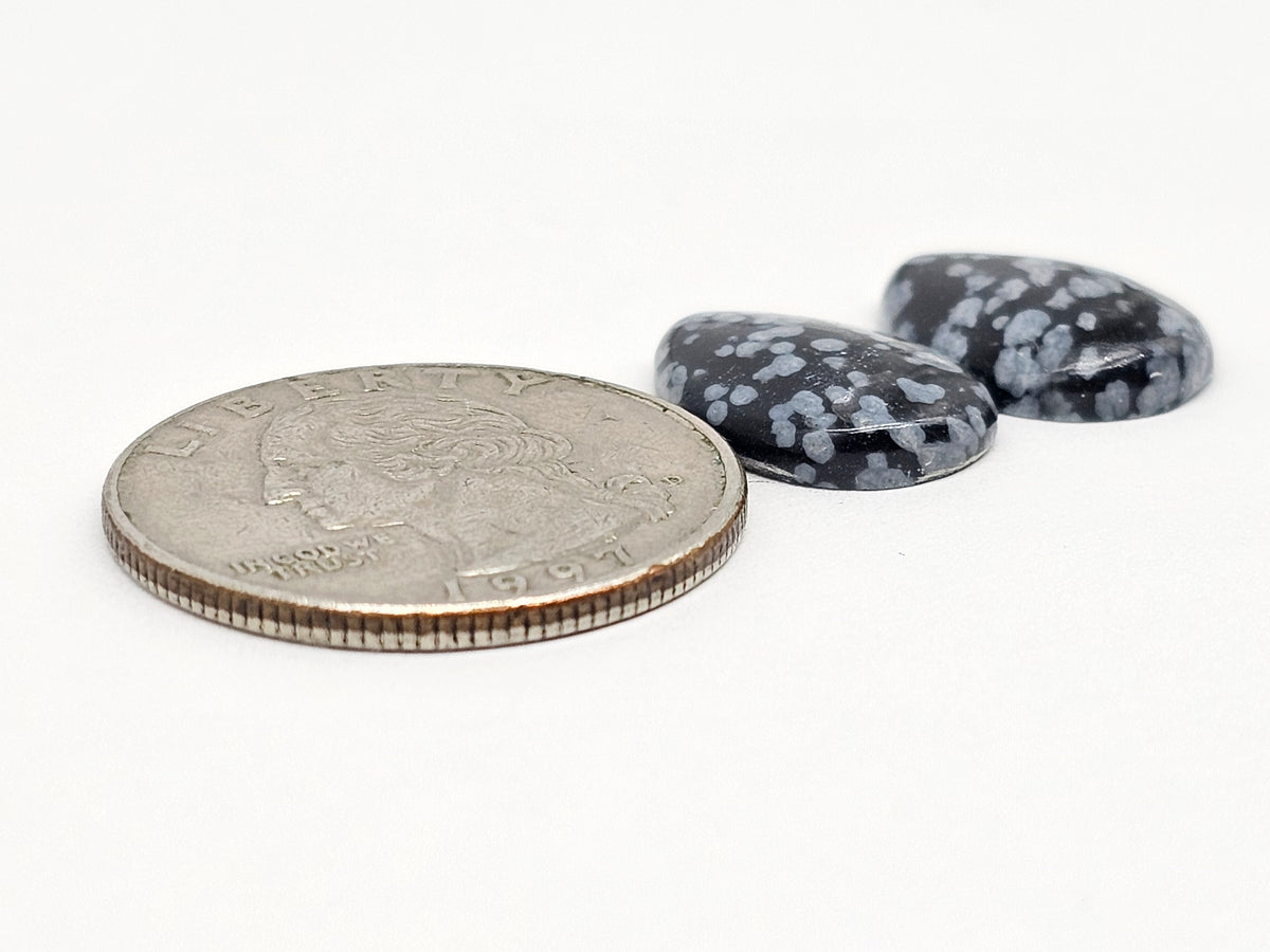 Snowflake Obsidian Cabochon Pair | Natural Mexican Obsidian for Silversmiths