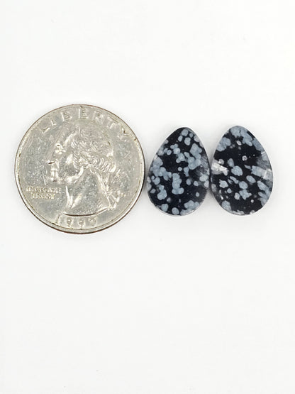 Snowflake Obsidian Cabochon Pair | Natural Mexican Obsidian for Silversmiths