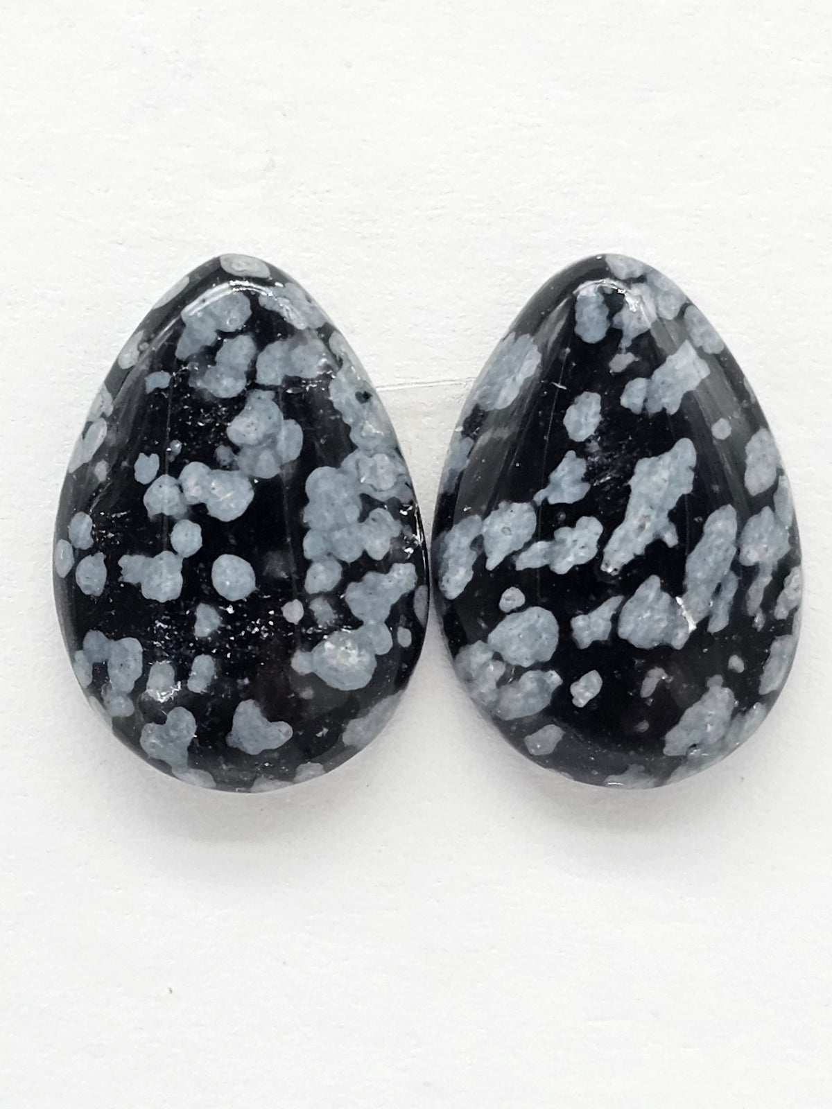Snowflake Obsidian Cabochon Pair | Natural Mexican Obsidian for Silversmiths