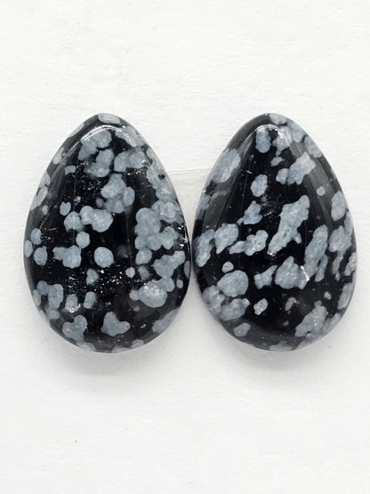 Snowflake Obsidian Cabochon Pair | Natural Mexican Obsidian for Silversmiths