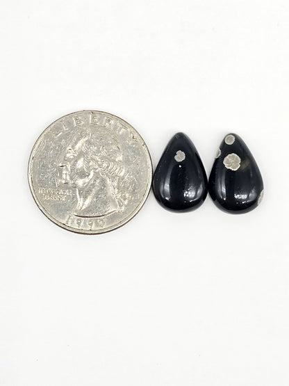 Snowflake Obsidian Cabochon Pair | Natural Mexican Obsidian for Silversmiths