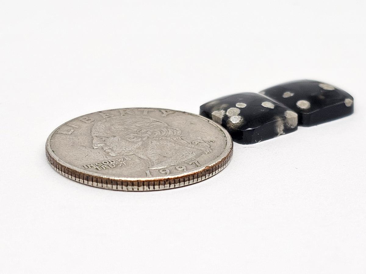 Snowflake Obsidian Cabochon Pair | Natural Mexican Obsidian for Silversmiths