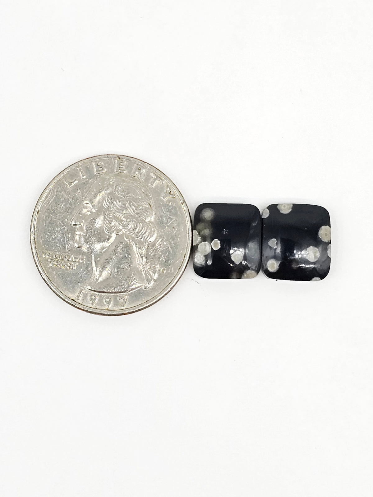 Snowflake Obsidian Cabochon Pair | Natural Mexican Obsidian for Silversmiths