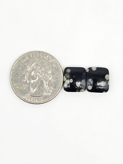 Snowflake Obsidian Cabochon Pair | Natural Mexican Obsidian for Silversmiths