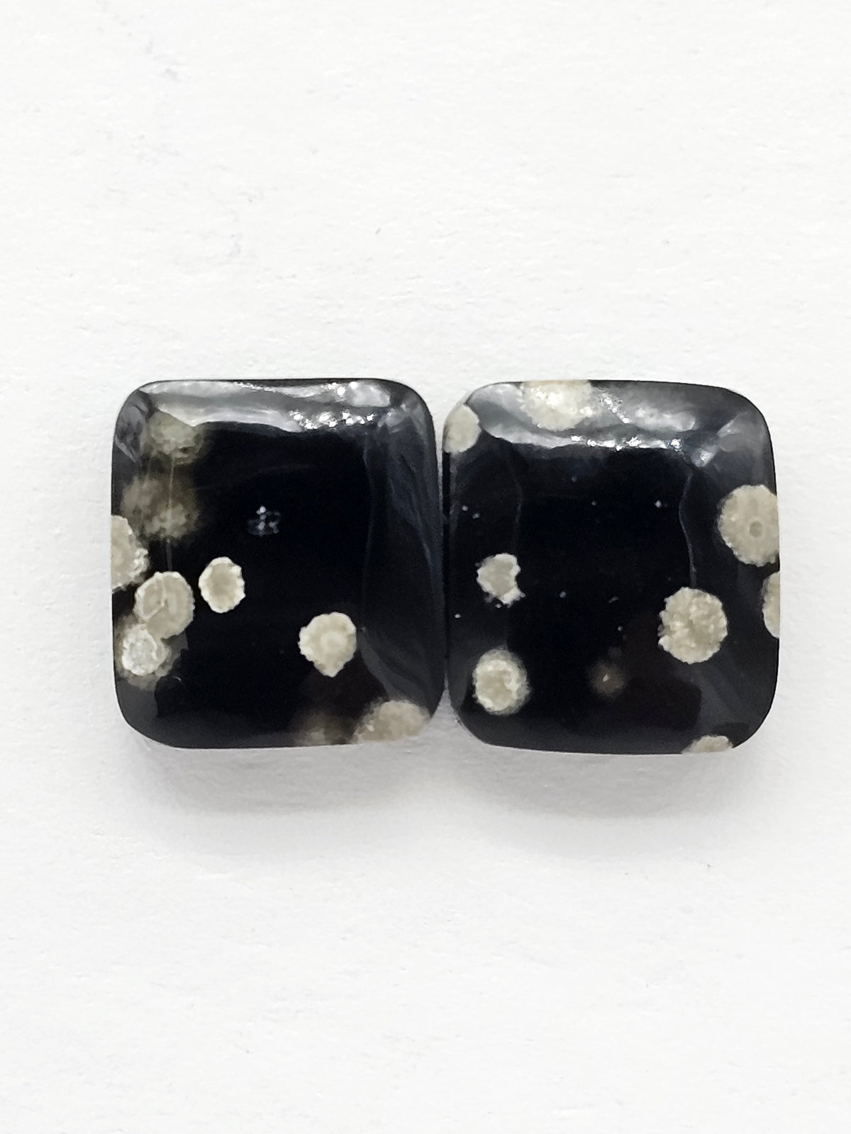 Snowflake Obsidian Cabochon Pair | Natural Mexican Obsidian for Silversmiths