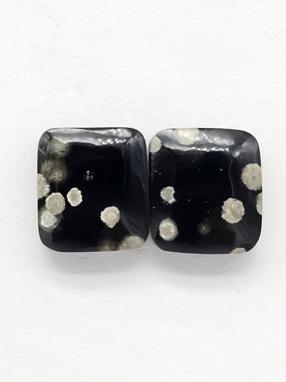 Snowflake Obsidian Cabochon Pair | Natural Mexican Obsidian for Silversmiths