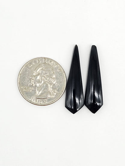 Obsidian Cabochon Pair | Natural Mexican Obsidian for Silversmiths