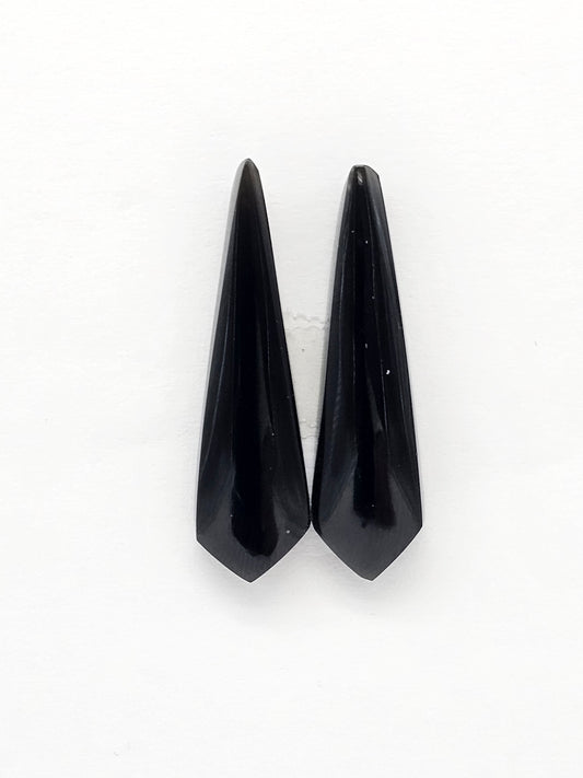 Obsidian Cabochon Pair | Natural Mexican Obsidian for Silversmiths