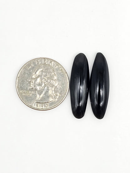 Obsidian Cabochon Pair | Natural Mexican Obsidian for Silversmiths