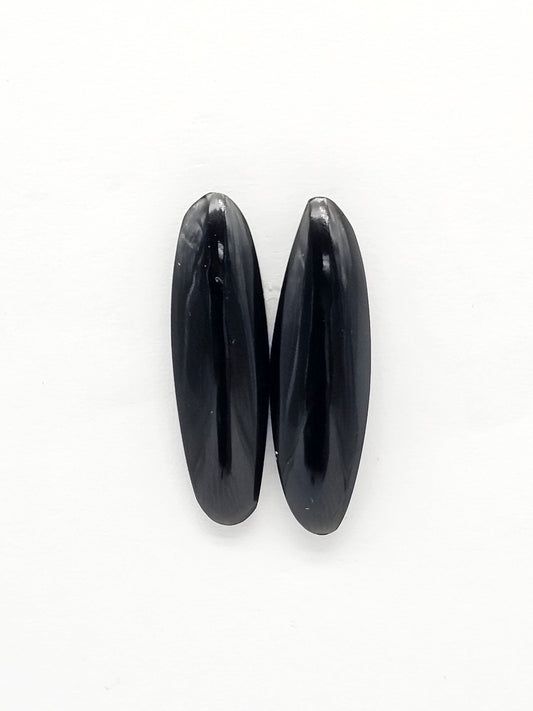 Obsidian Cabochon Pair | Natural Mexican Obsidian for Silversmiths