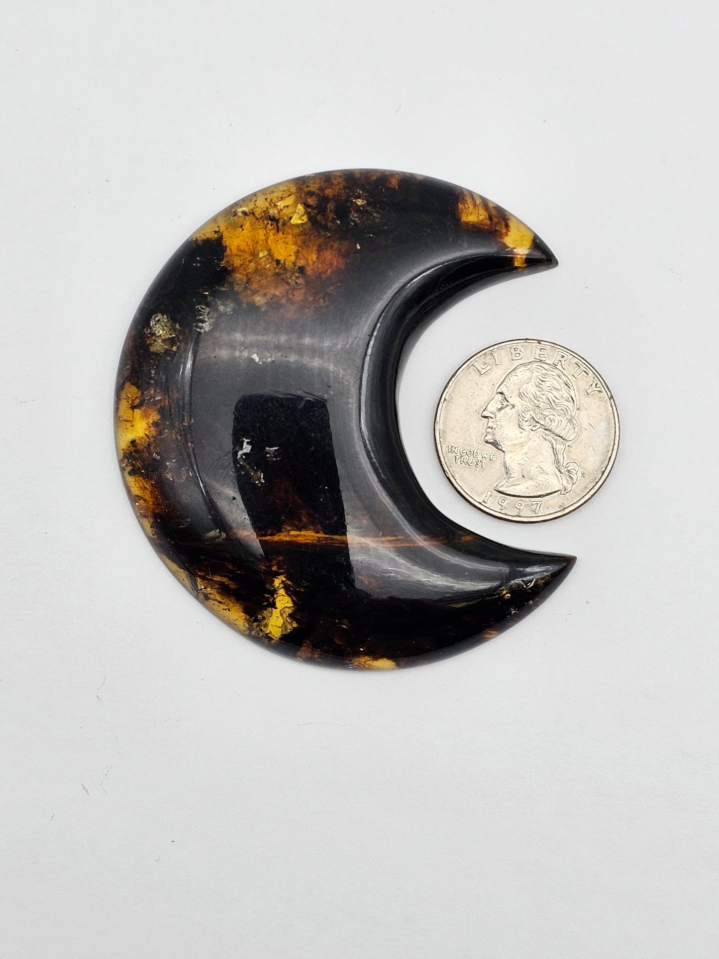 Amber authentic moon cabochon large