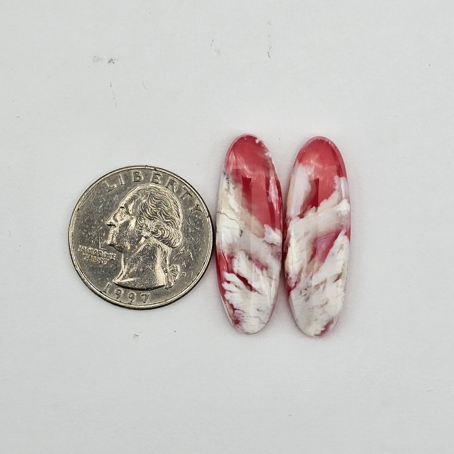 Pink skystone resin cabochon pair