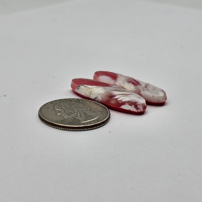 Pink skystone resin cabochon pair