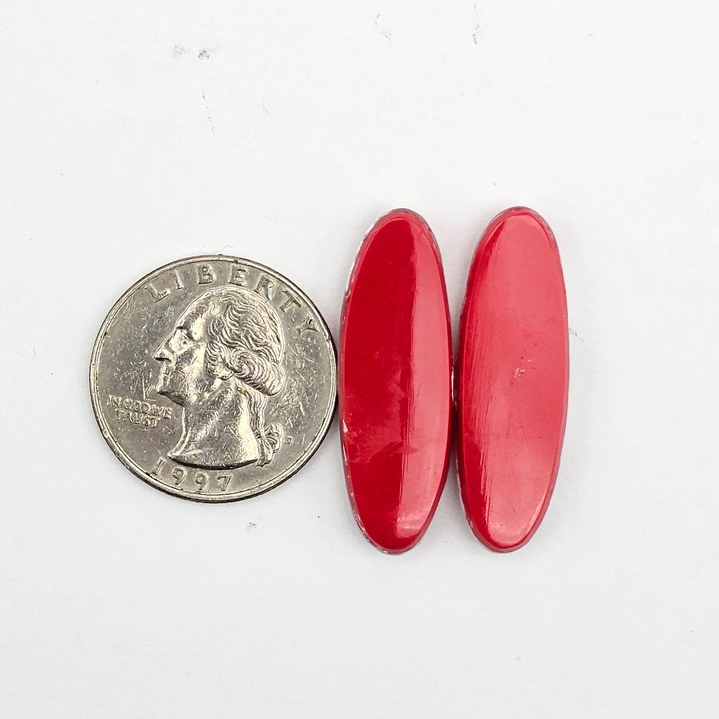 Pink skystone resin cabochon pair