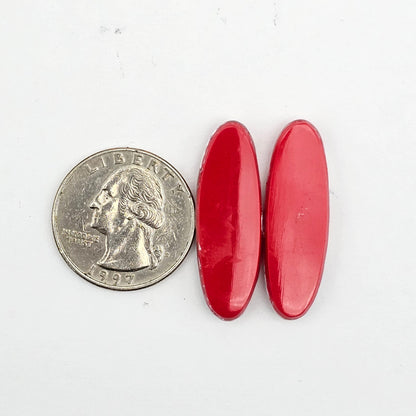 Pink skystone resin cabochon pair