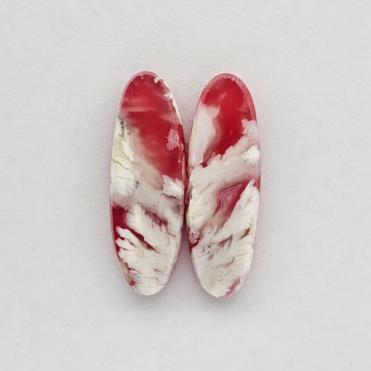 Pink skystone resin cabochon pair