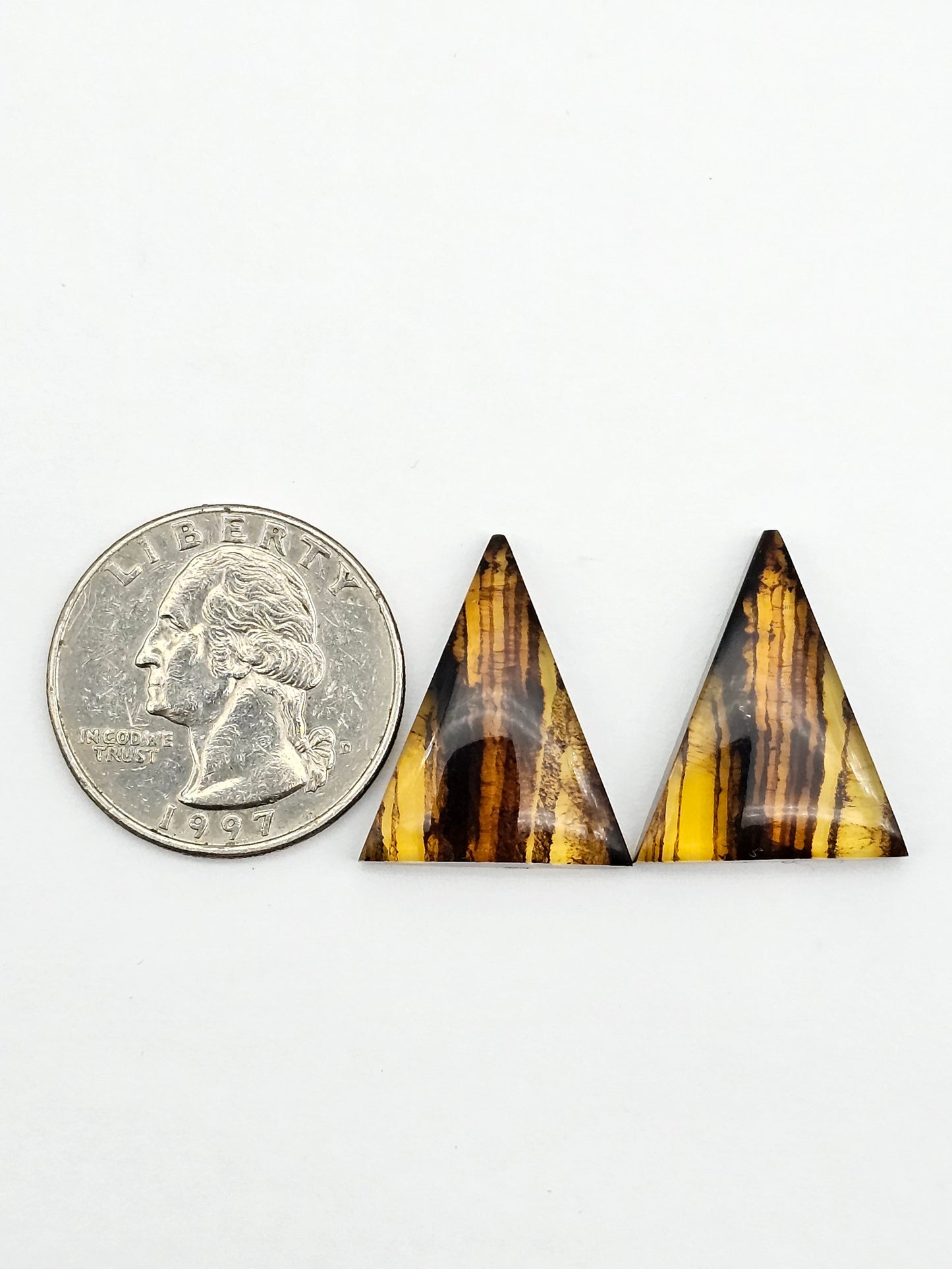 Amber authentic cabochon pair large