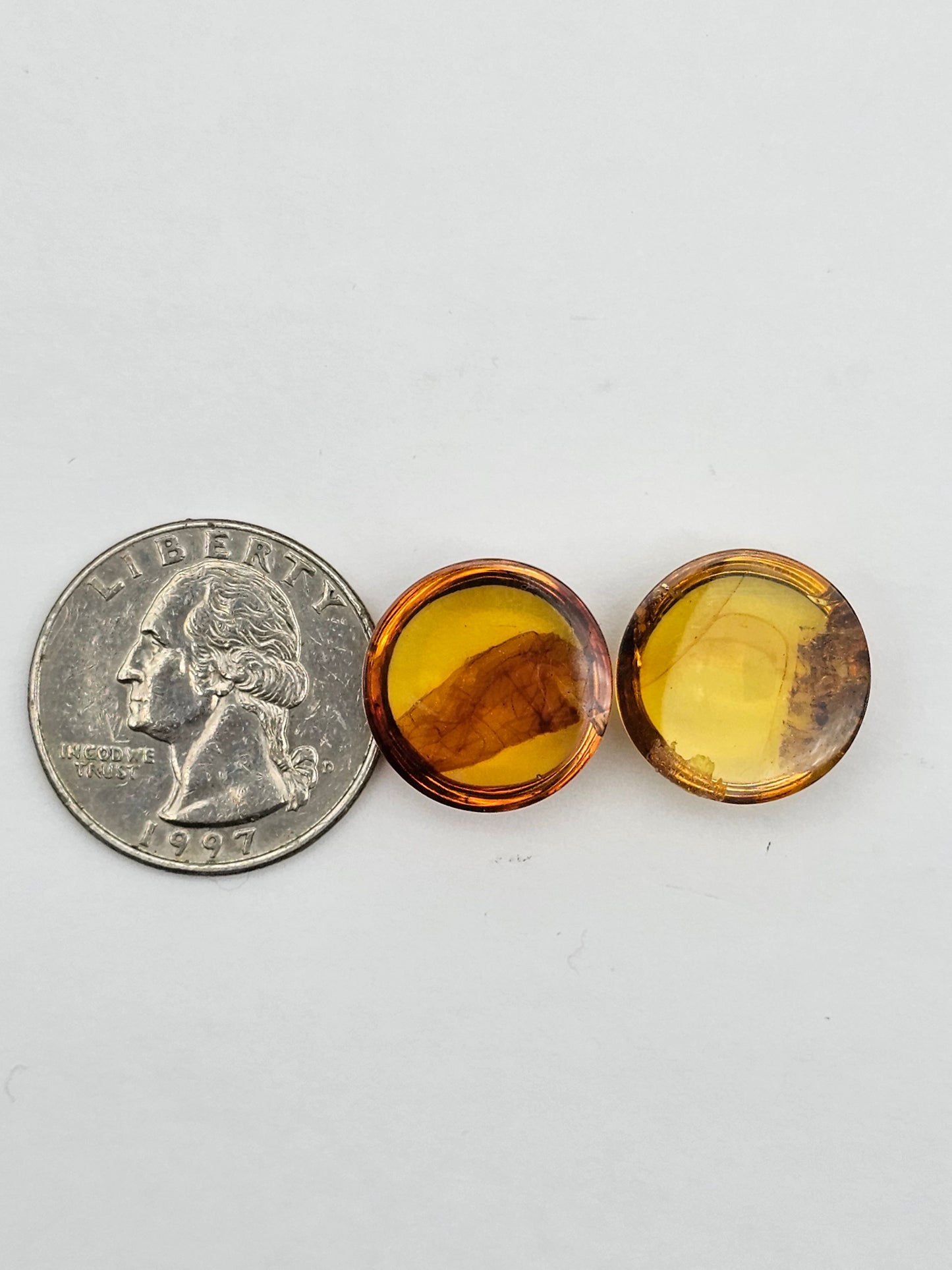 Amber authentic cabochon pair large