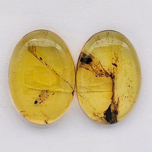 Amber authentic cabochon pair large