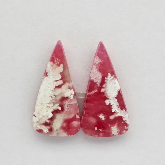 Pink skystone resin cabochon pair